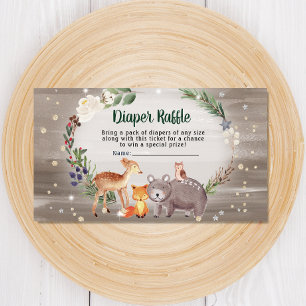 Tarjeta De Recepción Winter Woodland Animals Diaper Raffle Baby Shower