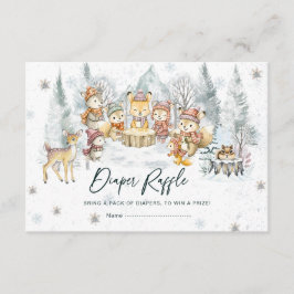 Tarjeta De Recepción Winter Woodland Animals Diaper Raffle Card