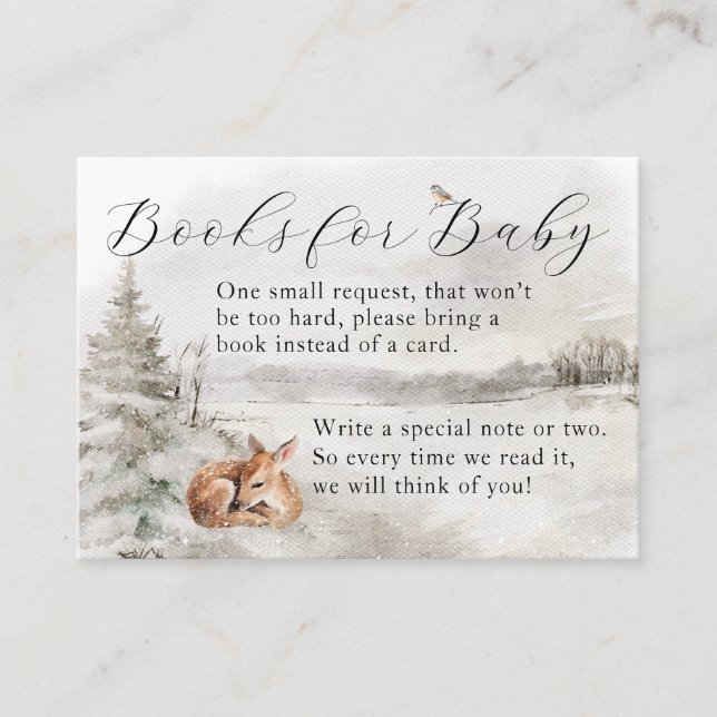 Tarjeta De Recepción Winter Woodland Baby Boy Shower (Anverso)