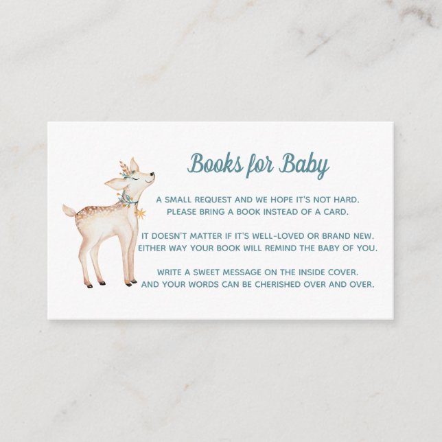 Tarjeta De Recepción Winter Woodland Baby Shower Books for Baby Card (Anverso)
