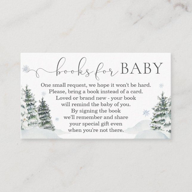 Tarjeta De Recepción Winter Woodland Baby Shower Books for Baby Card (Anverso)
