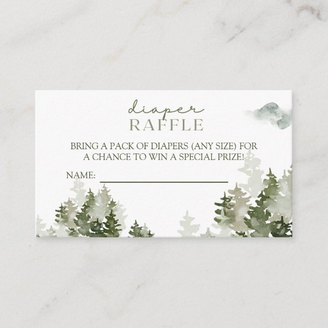 Tarjeta De Recepción Winter Woodland Baby Shower Diaper Raffle (Anverso)