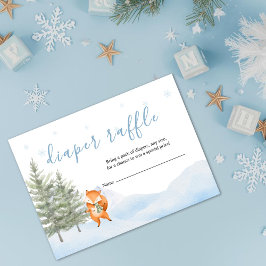 Tarjeta De Recepción Winter Woodland Baby Shower Diaper Raffle Ticket