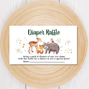 Tarjeta De Recepción Winter Woodland Diaper Raffle Baby Shower