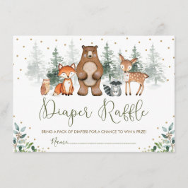 Tarjeta De Recepción Winter Woodland Forest Greenery Diaper Raffle