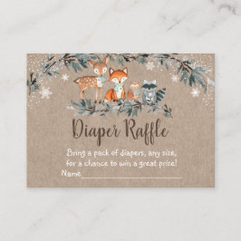 Tarjeta De Recepción Winter Woodland Greenery Baby Shower Diaper Raffle