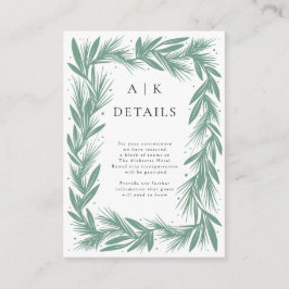 Tarjeta De Recepción Winter Wreath Boda moderno detalles verde