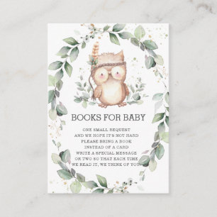 Tarjeta De Recepción Wise Owl Woodland Greenery Wreath Books para el be