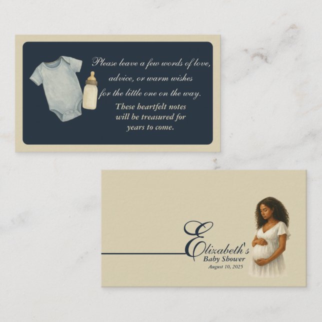 Tarjeta De Recepción Wishes Card Boho Baby Shower Black Mom to be  (Anverso / Reverso)