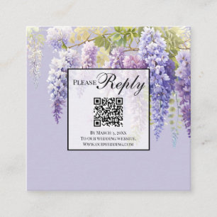 Tarjeta De Recepción Wisteria floral de lavanda púrpura boda de código