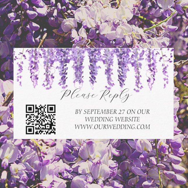 Tarjeta De Recepción Wisteria Flores Púrpura Floral Elegante Boda (Subido por el creador)