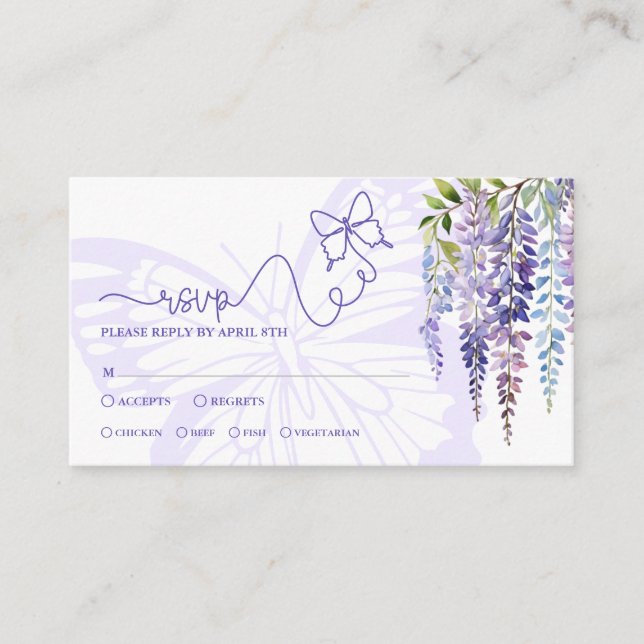 Tarjeta De Recepción Wisteria romántica Boda de cuento de hadas Mini ta (Anverso)