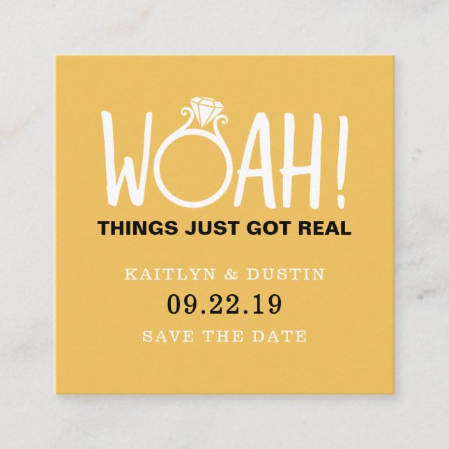 Tarjeta De Recepción Woah Save the Date (Anverso)