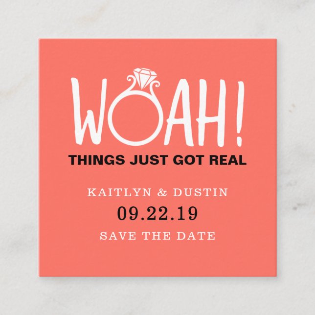 Tarjeta De Recepción Woah Save the Date (Anverso)