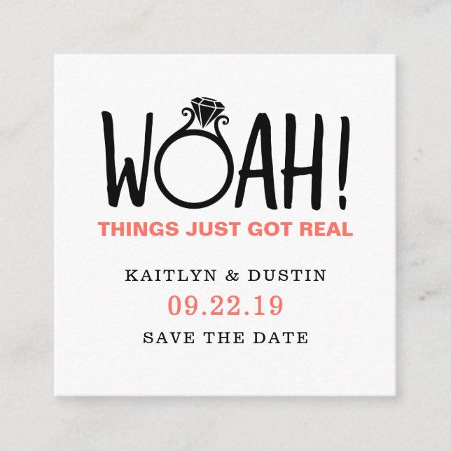 Tarjeta De Recepción Woah Save the Date (Anverso)