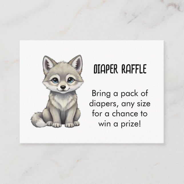 Tarjeta De Recepción Wolf Diaper Raffle Baby Shower (Anverso)