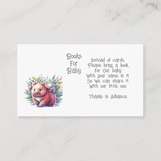 Tarjeta De Recepción Wombat Animal Books for Baby Enclosure Card (Anverso)
