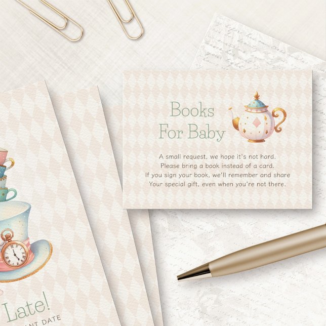 Tarjeta De Recepción Wonderland Teapot Books Para Baby Shower (Subido por el creador)