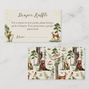 Tarjeta De Recepción Woodland Animal Diaper Raffle juego de ducha para 