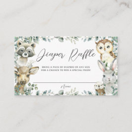 Tarjeta De Recepción Woodland Animales Greenery Baby Diaper Raffle