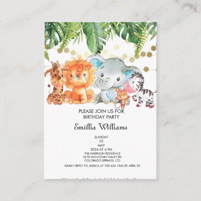 Tarjeta De Recepción Woodland Animals Adventure Baby Shower (Anverso)