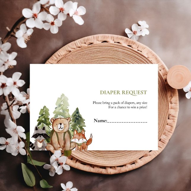 Tarjeta De Recepción Woodland Animals Adventure diaper raffle Request (Subido por el creador)
