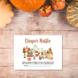 Tarjeta De Recepción Woodland Animals Autumn Baby Shower Diaper Raffle
