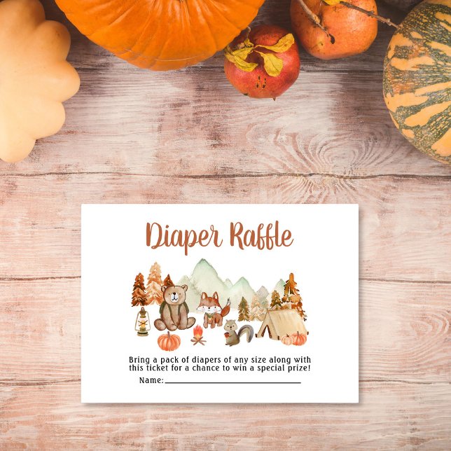 Tarjeta De Recepción Woodland Animals Autumn Baby Shower Diaper Raffle (Subido por el creador)