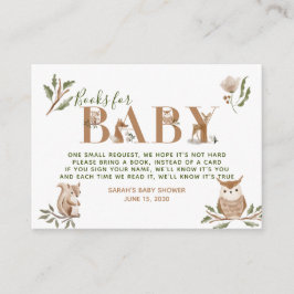 Tarjeta De Recepción Woodland Animals Baby Shower Boho Book Request