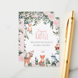 Tarjeta De Recepción Woodland Animals Baby Shower Chica Diaper Raffle