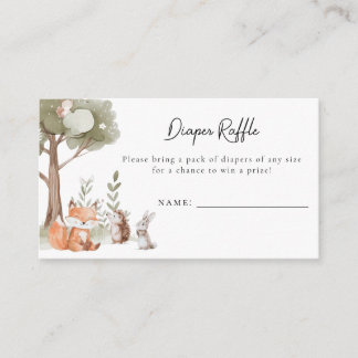 Tarjeta De Recepción Woodland Animals Baby Shower Diaper Raffle