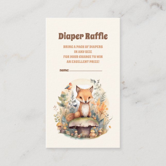 Tarjeta De Recepción Woodland Animals Baby Shower diaper raffle (Anverso)