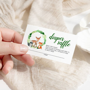 Tarjeta De Recepción Woodland Animals Baby Shower Diaper Raffle