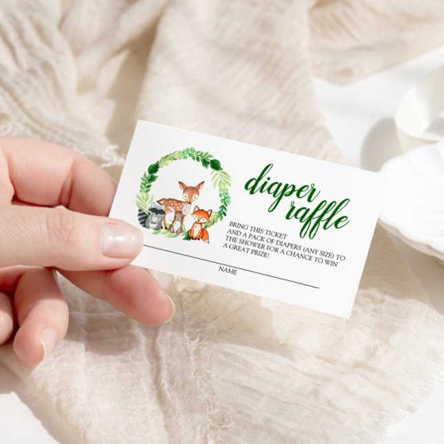 Tarjeta De Recepción Woodland Animals Baby Shower Diaper Raffle (Subido por el creador)