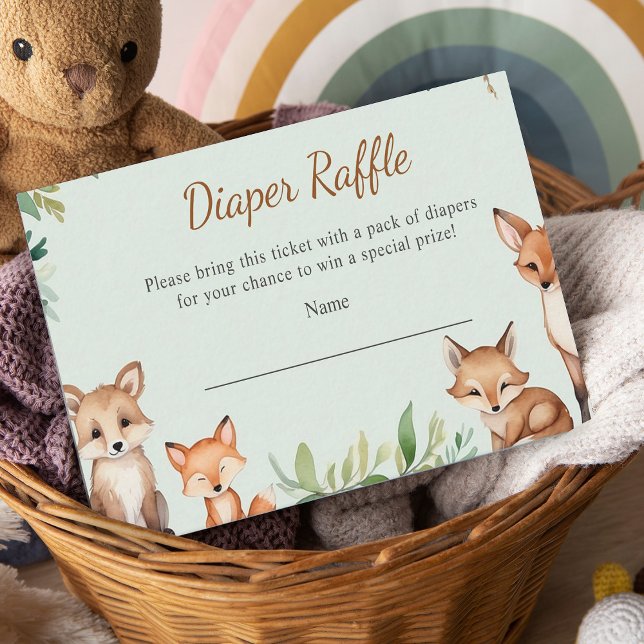 Tarjeta De Recepción Woodland Animals Baby Shower Diaper Raffle (Subido por el creador)