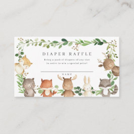 Tarjeta De Recepción Woodland Animals Baby Shower Diaper Raffle Ticket