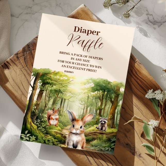 Tarjeta De Recepción Woodland Animals Baby Shower Raffle Diapper (Subido por el creador)
