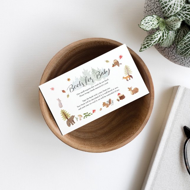 Tarjeta De Recepción Woodland Animals Book Request Baby Shower (Woodland Animals Book Request for Baby Shower Enclosure Card)