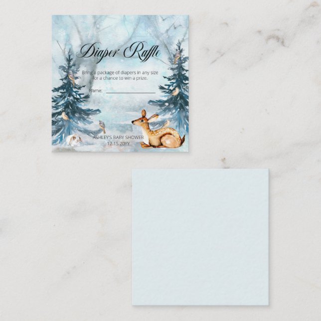 Tarjeta De Recepción Woodland Animals Boy Baby Shower Diaper Raffle (Anverso / Reverso)