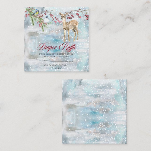 Tarjeta De Recepción Woodland Animals Boy Baby Shower Diaper Raffle (Anverso / Reverso)