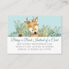 Tarjeta De Recepción Woodland Animals Deer Baby Boy llevan un libro