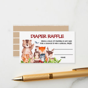 Tarjeta De Recepción Woodland Animals Diaper Raffle