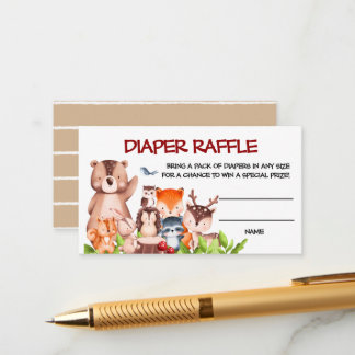 Tarjeta De Recepción Woodland Animals Diaper Raffle