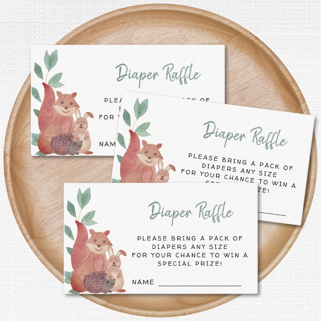 Tarjeta De Recepción Woodland Animals Diaper Raffle (Subido por el creador)