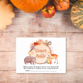 Tarjeta De Recepción Woodland Animals Diaper Raffle Autumn Baby Shower