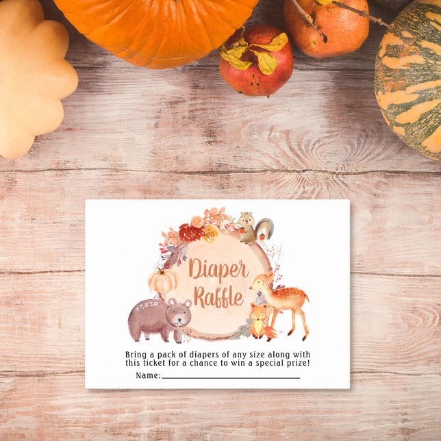 Tarjeta De Recepción Woodland Animals Diaper Raffle Autumn Baby Shower (Subido por el creador)