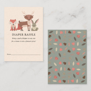 Tarjeta De Recepción Woodland Animals Diaper Raffle Baby Shower
