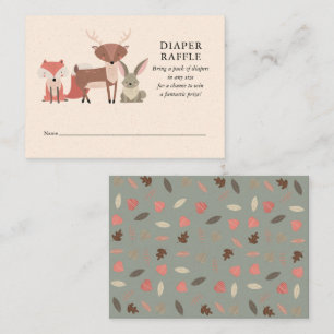 Tarjeta De Recepción Woodland Animals Diaper Raffle Baby Shower