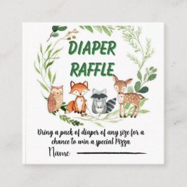 Tarjeta De Recepción Woodland animals greenery diaper raffle
