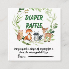 Tarjeta De Recepción Woodland animals greenery diaper raffle